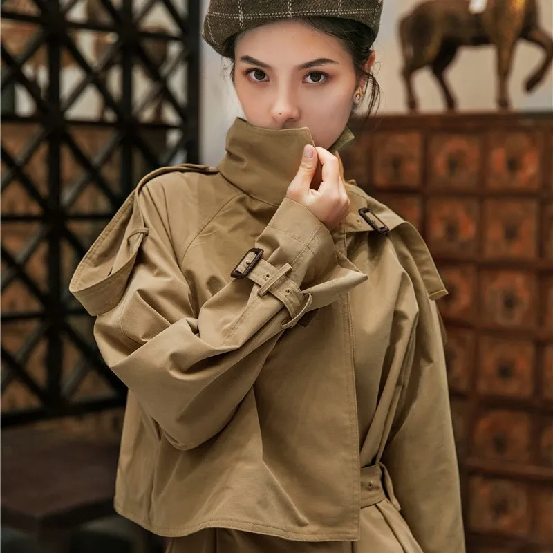 TWOTWINSTYLE нерегулярные тренчи для женщин однотонные тонкие с длинным рукавом