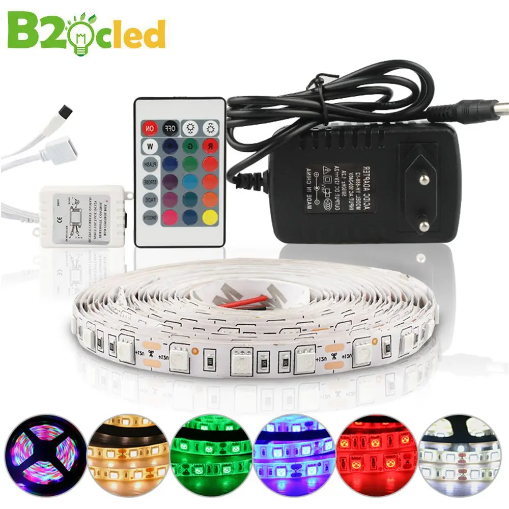 Светодиодные ленты 5 м DC 12 В SMD 5050 2835 300 LED RGB полосы с подсветкой Водонепроницаемые