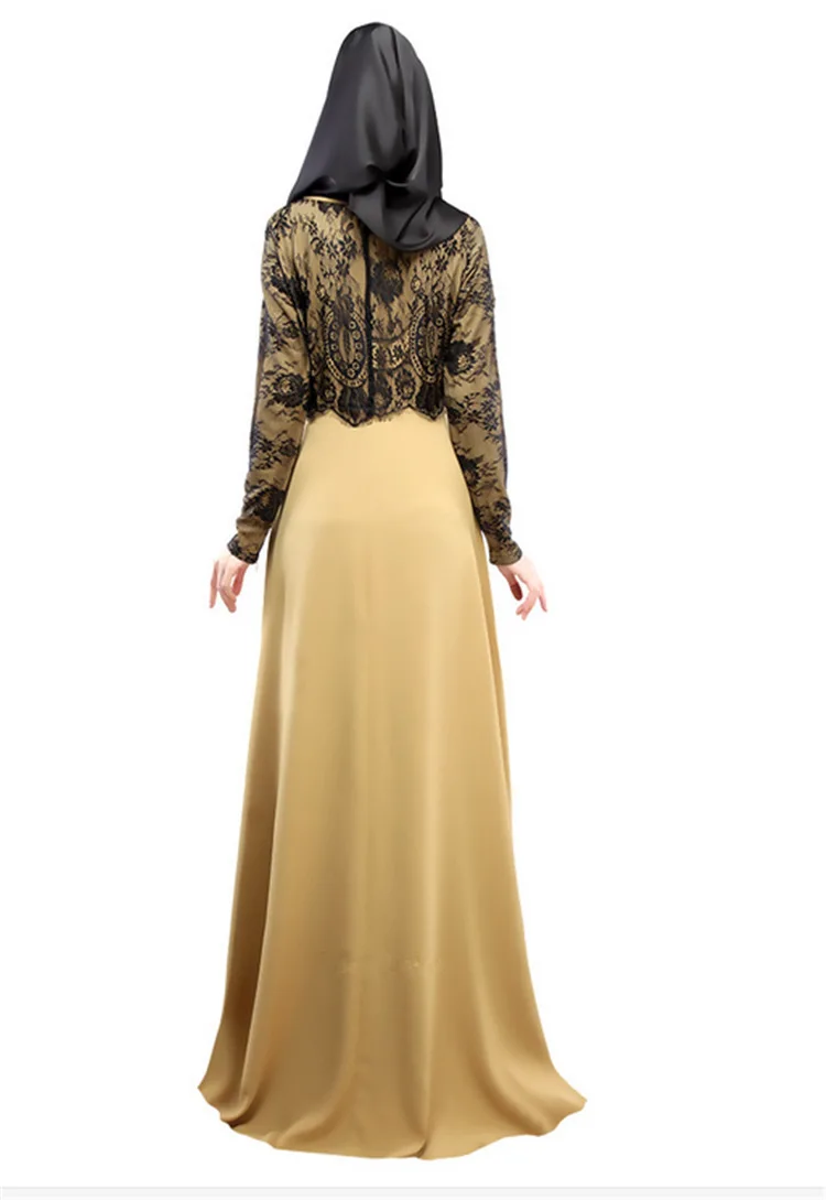 Мусульманское кружевное платье с длинным рукавом пол свободное длинными