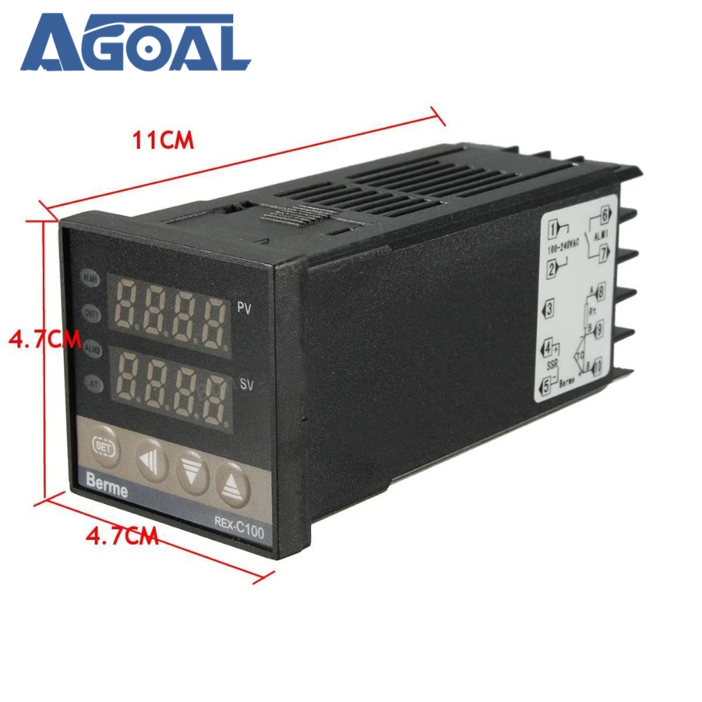 100-240V Digital PID Temperature Controller + 40A SSR K Thermocouple Sensor | Электроника