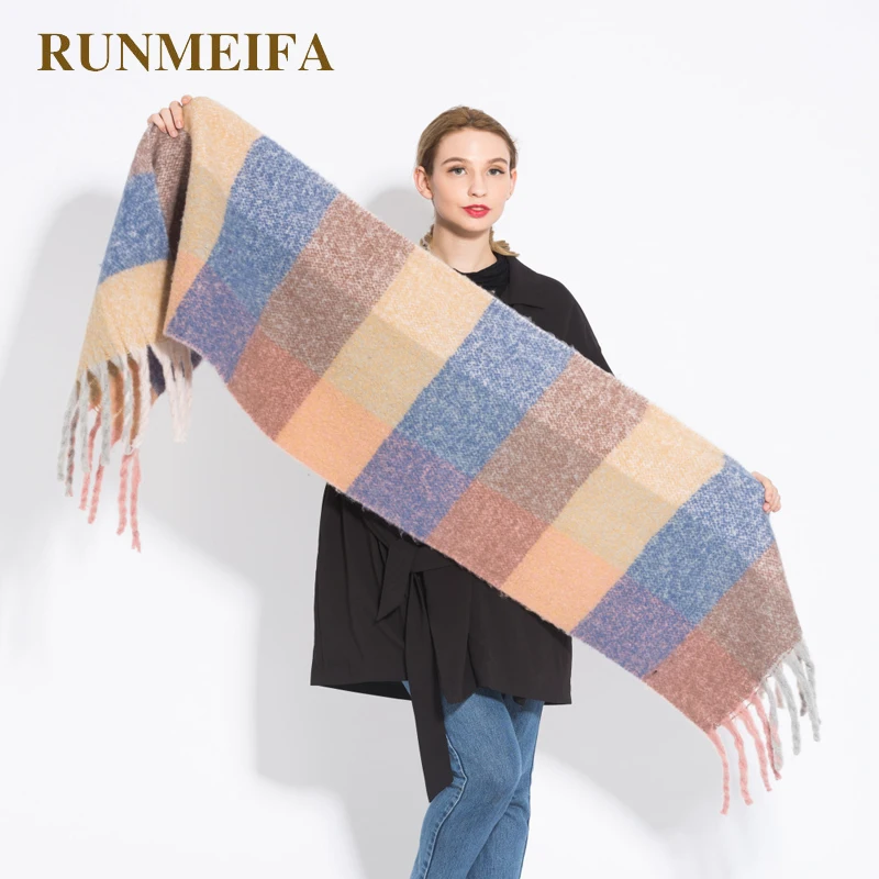RUNMEIFA зимний шарф для женщин модные теплые шарфы пашмины Foulard Femme зимний шарф роскошный бренд имитация кашемировые шали