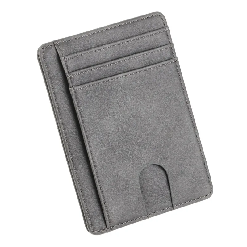 GY Тонкий RFID блокирующий кожаный кошелек, кредитный ID держатель для карт, кошелек, чехол для денег для мужчин и женщин, модная сумка для монет 11,5x8x0,5 см - Цвет: GY