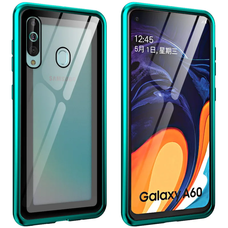 Зеленый Металлический Чехол OMEVE для samsung A50 A30 A70 A60 A40 A20 A10 бампер из алюминиевого сплава закаленное стекло задняя крышка для samsung A 50 30 70 - Цвет: Зеленый