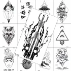 Татуировка Временная черная, наклейка Геометрическая, Реалистичная искусственная татуировка на боди-арт, руки и ноги для мужчин, тату с планетами, цветами, водой Вечерние