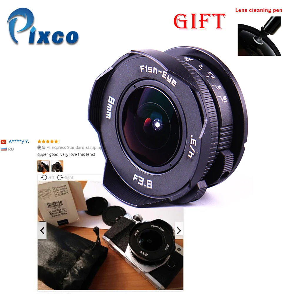 

8 мм F3.8 + подарочный костюм для крепления камеры Micro четыре трети рыбий глаз C крепление широкоугольный объектив рыбий глаз фокусное расстояние объектив рыбий глаз