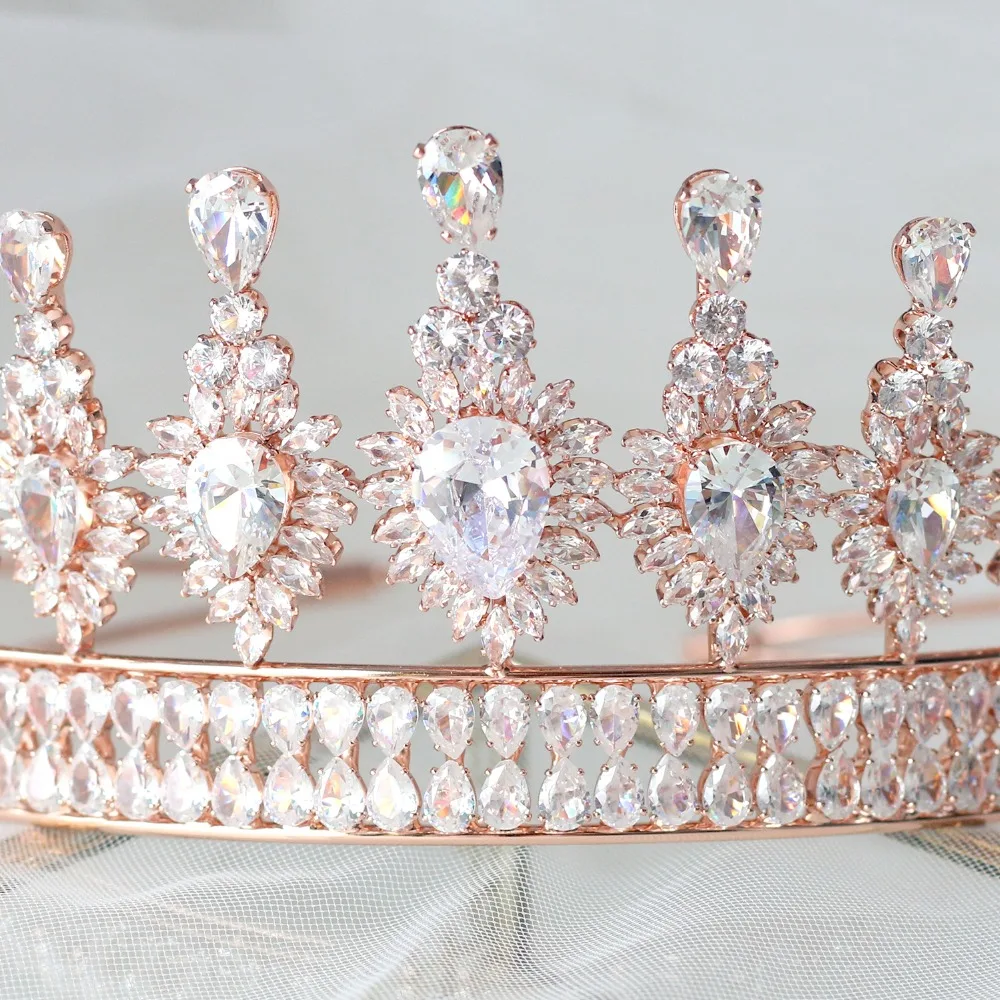 ASNORA великолепные короны из розового золота тиары циркониевые кристаллы Diadema coroa de noiva Свадебные аксессуары для волос tiara nupcial
