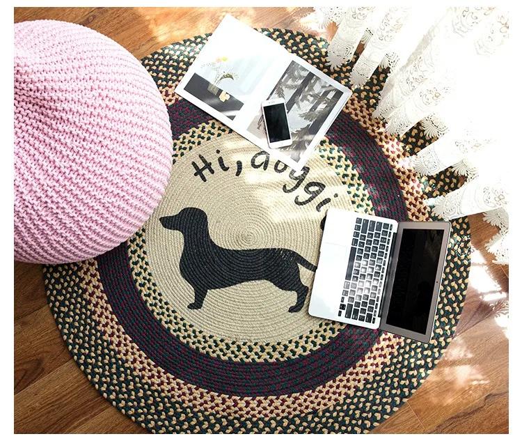 American country Style Cotton circular carpet For bedroom Livingroom household tea table Rugs Anti-slip Soft Mats. | Дом и сад