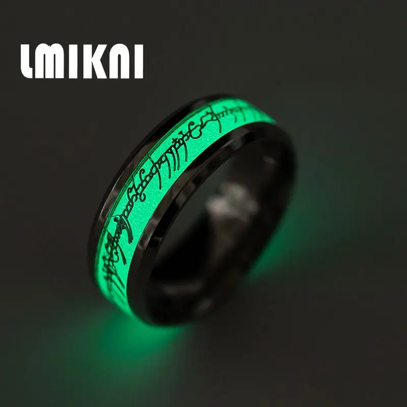 Lmikni Новое мужское кольцо Властелин светящихся серебряных женских колец из