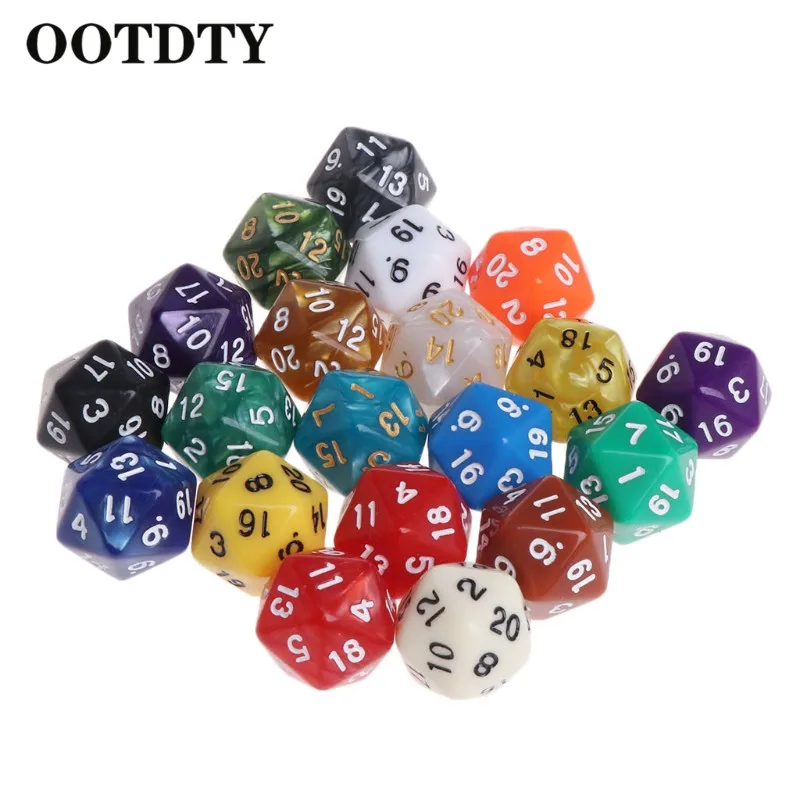 

OOTDTY 20 штук Многоцветный акриловый куб кости бусины многозубая Портативный настольные игры игрушки игровые кубики