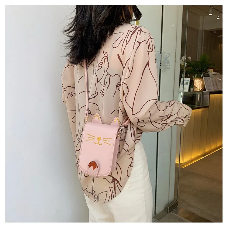 Fashion women Cute Cat Handbag Vintage Shoulder Bags Messenger Bags PU Leather Mini Handbags Cartoon Purse bag
