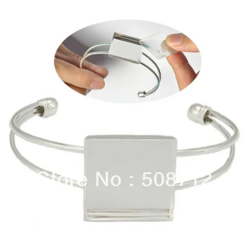 DIY Результаты браслета-медная Посеребренная основа браслета пустая форма