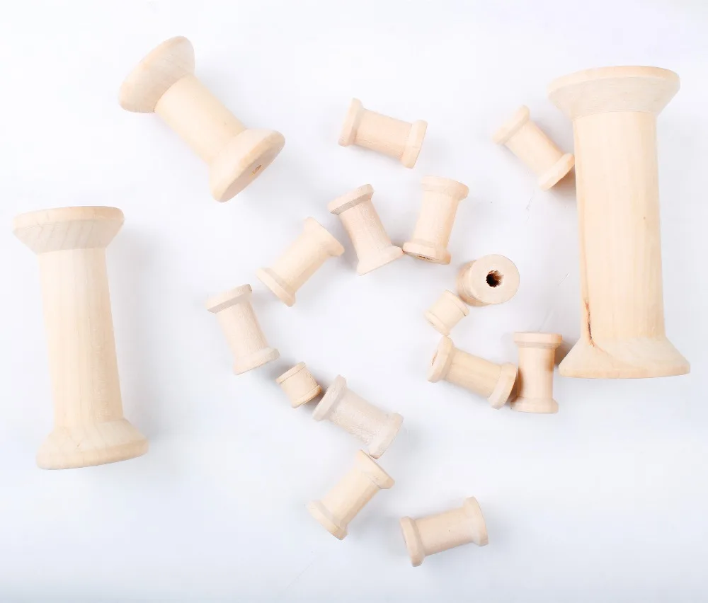 Новые пустые деревянные катушки для ниток из проволоки натурального цвета