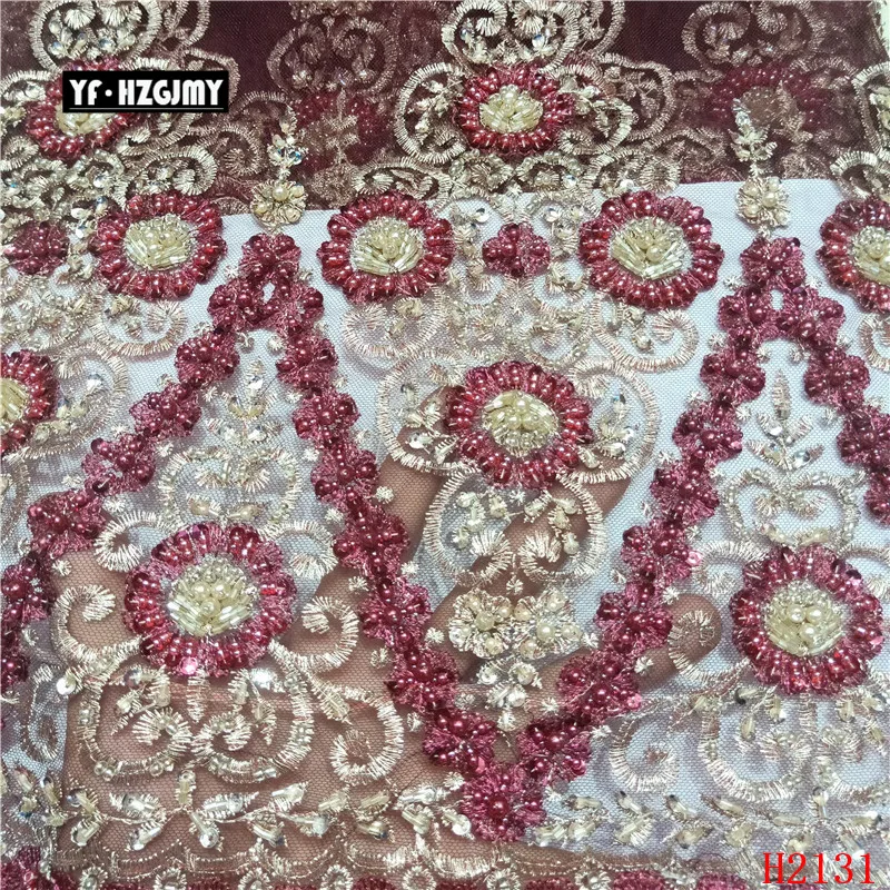 YF HZGJMY французская кружевная ткань ручной работы из бисера Роскошные кружевные ткани нигерийская вышивка тюлевой сеткой кружева A2131