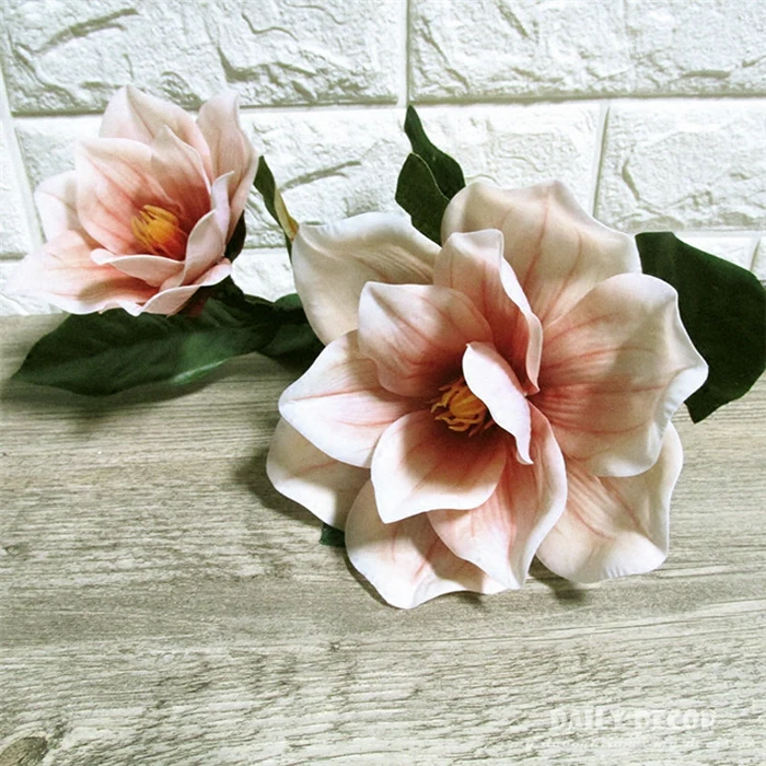 

12pcs/lot ! Wholesale Real touch hand felt long stem 2 heads artificial flower latex big magnolia plastic fake orchid flowers
