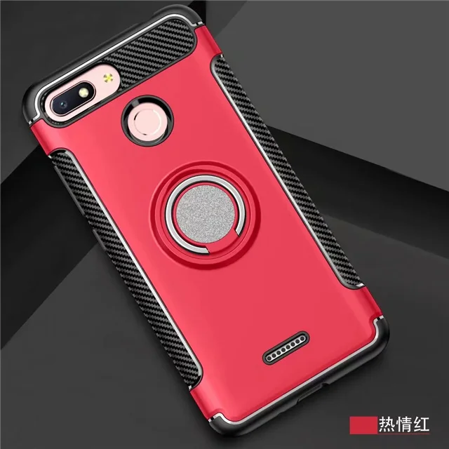 Защита от смешивания Redmi 6A жесткая стойка для брони для Xiaomi Redmi 6 тонкий чехол для кольца на палец чехол на Redmi 6A 5,4" Чехлы для телефона - Цвет: Red