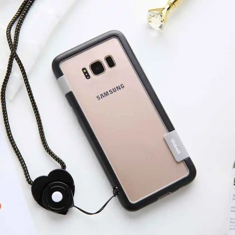Для Sansung Galaxy S10 S9 S8 Plus S10e чехол Wolnutt контрастный цвет мягкий пластик, ТПУ двухцветный в горошек рамка чехол сo шнуром бампер - Цвет: All Black