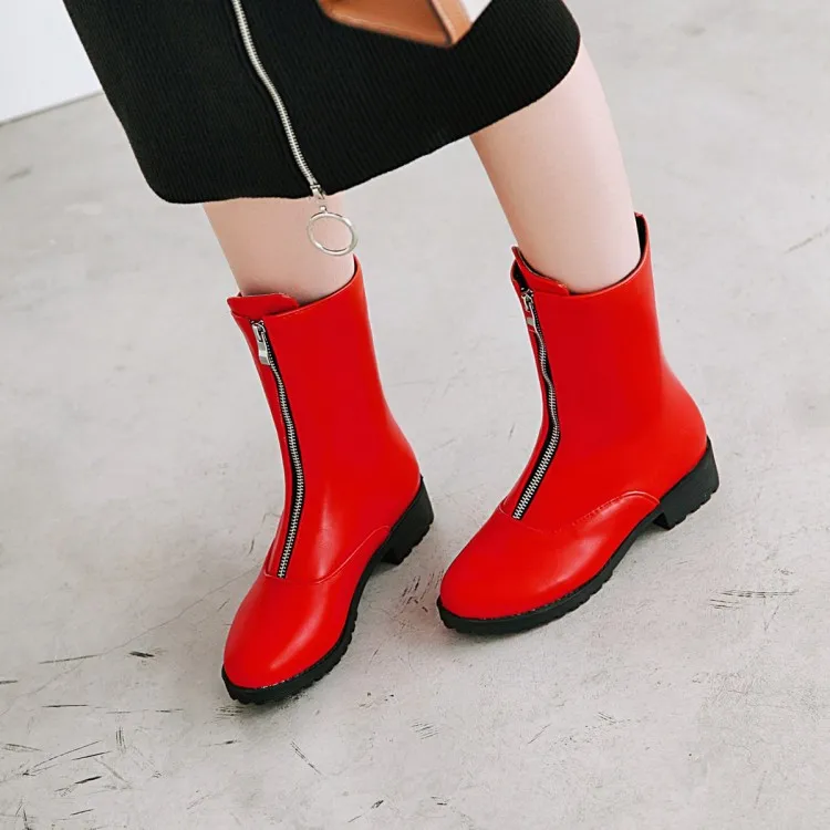 PXELENA/кубинские рыцарские сапоги на низком каблуке с молнией спереди женские