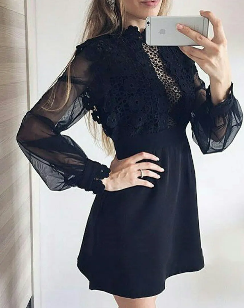 JSXDHK S XXL Self Portrait осень Женское вечернее платье 2018 для подиума черного кружева