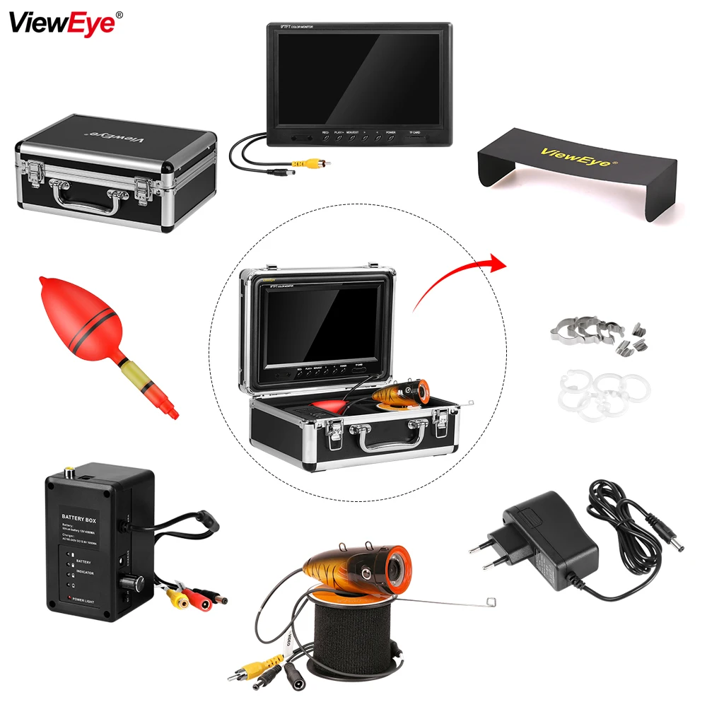 Подводный рыболокатор ViewEye 1000 ТВЛ 9 дюймов 12 светодиосветодиодный регулируемый