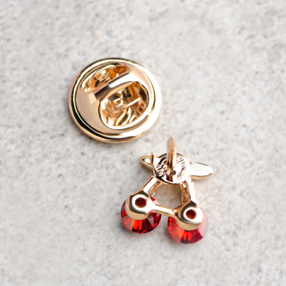 Маленький симпатичный с кристаллами красная Вишня брошь корсаж букетом Coroa