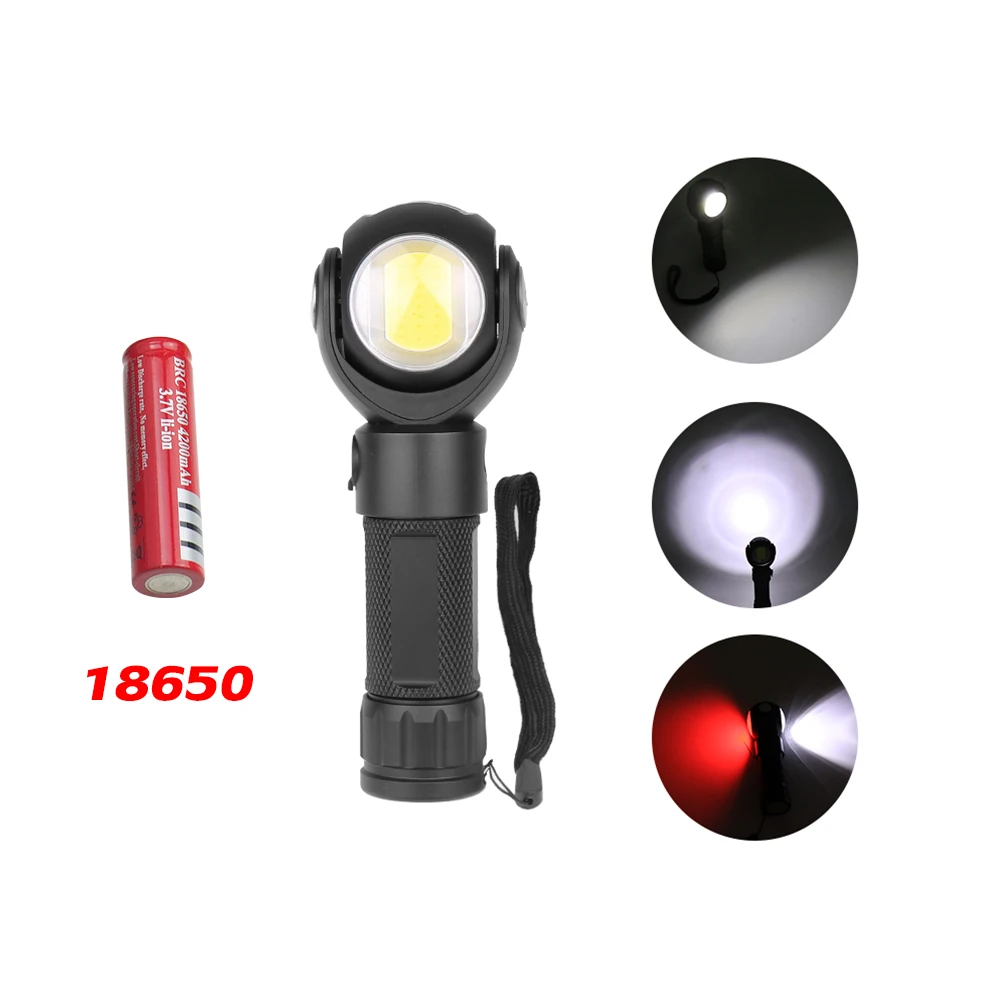 Package B Практичный вращающийся фонарь T6 на 360 градусов+ COB Светодиодный фонарь Micro usb зарядка с аккумулятором 26650/18650 хвост с магнитом - Испускаемый цвет: Package B