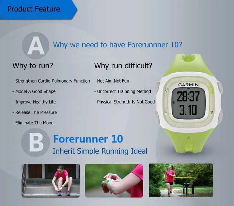 Оригинальные gps спортивные часы для бега Garmin forerunner 10 фитнес-трекер спортивные Смарт-часы для мужчин и женщин водонепроницаемые ip68 часы dz09