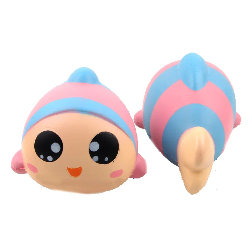 kawaii Squishy Jumbo 15cm Rainbow Fish Slow Rising Squeeze Charms Stress Relief Toys Phone Strap Squish Kid Juguetes | Мобильные