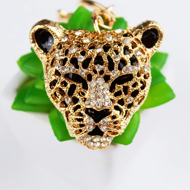 Модные украшения изысканный кристалл Leopard panther глава Брелки держатель мешка