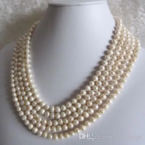 

LONG! 7-8mm AA White Freshwater cultured Pearl Necklace 100"