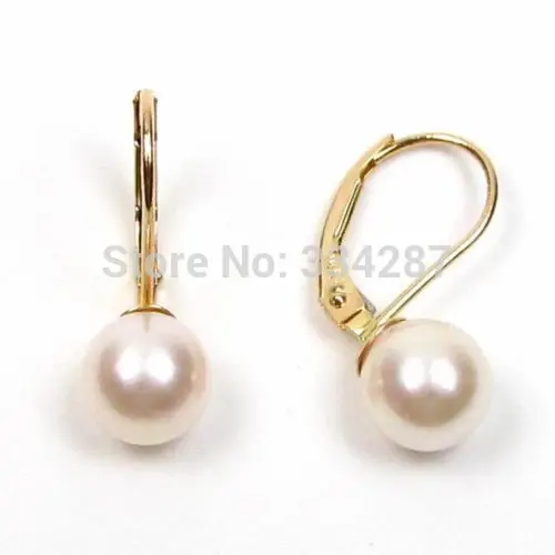 Женские серьги в виде сердца с белым жемчугом 7 5-8 мм 14 к желтое золото | Украшения