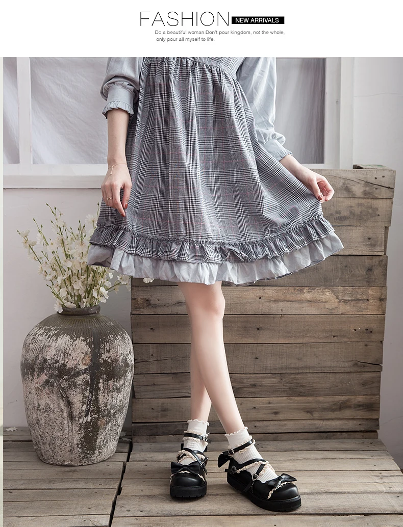 Harajuku Для женщин в стиле «лолита» с милым бантом и кружевной отделкой Косплэй горничной на платформе обувь в стиле «Mori Girl платье принцессы вечерние из искусственной кожи с ремешком и пряжкой; туфли на плоской подошве