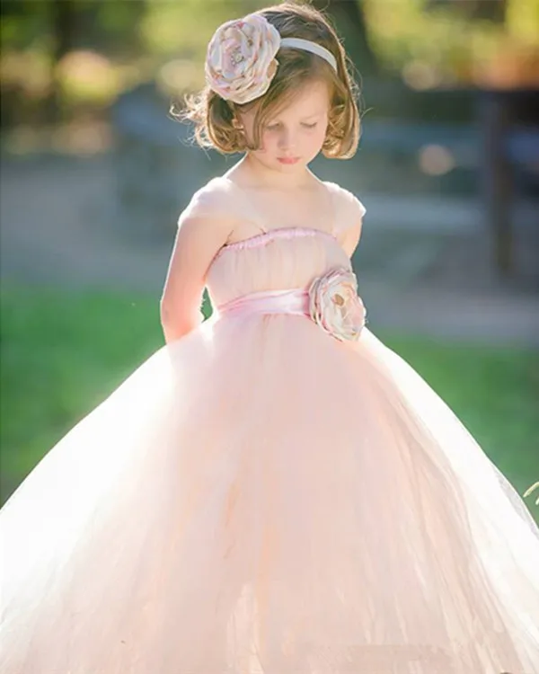 

Pretty sweet princess flower girl dresses Pink tulle dress for girls customize for wedding evening birthday Party 1pc