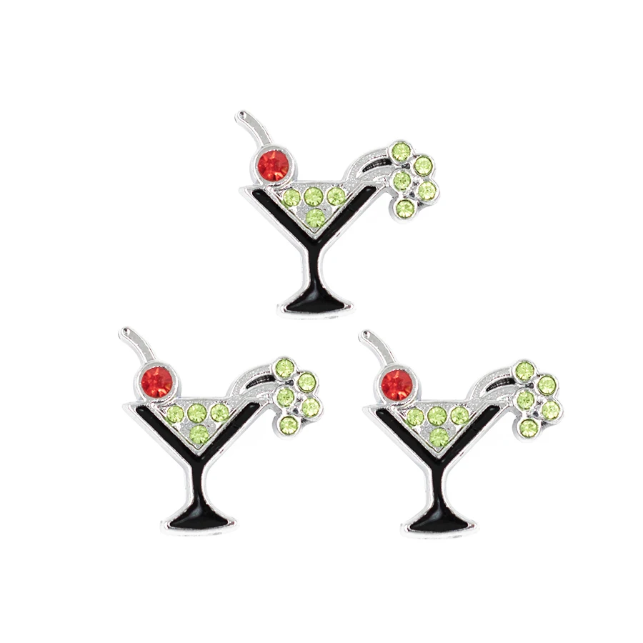 (20 50)PCS/lot 10MM Rhinestones Cocktail Slide Charms DIY Alloy Accessories Fit For 10mm Leather Wristband Bracelet Keychains | Украшения и