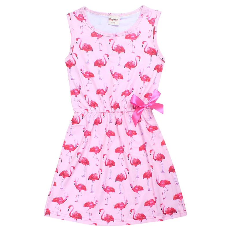 Sleeveless Girl Dress Flamingo Dress for Girls Children Clothes Teenager Designs Princess Dresses Swan Baby Kids Clothes