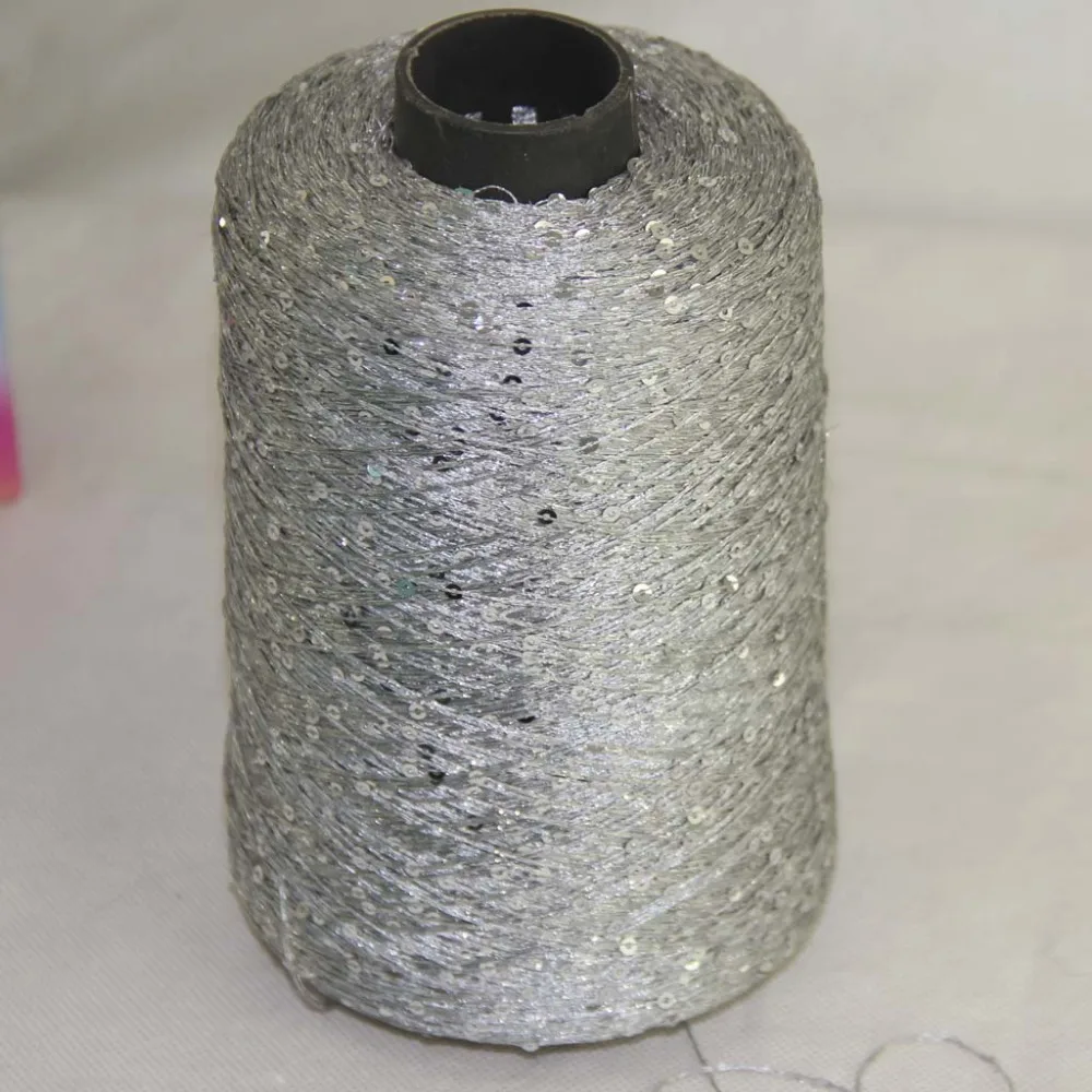 Распродажная пряжа ручной вязки с блестками диаметр 5 см 3 мм 550 г серебристо серый
