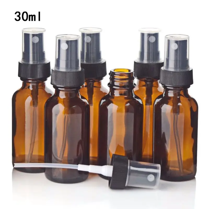 Пустой Янтарный стеклянный распылитель для бутылки воды многоразовый эфирных