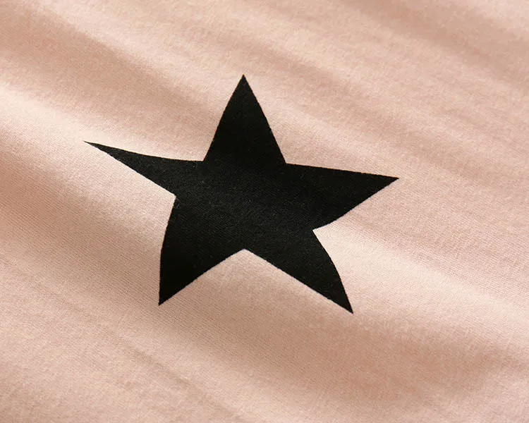 Five-pointed Star Print Baby Romper Long Sleeve O-neck 100% Cotton Soft Boy Girl Costume Black White Pink 6-24M Onesie 2019 | Мать и