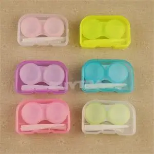 

Plastic Eyewear Bags Accessories One Set Cute Candy Colors Plastic Contact Lense Case Container + Tweezer + Stick