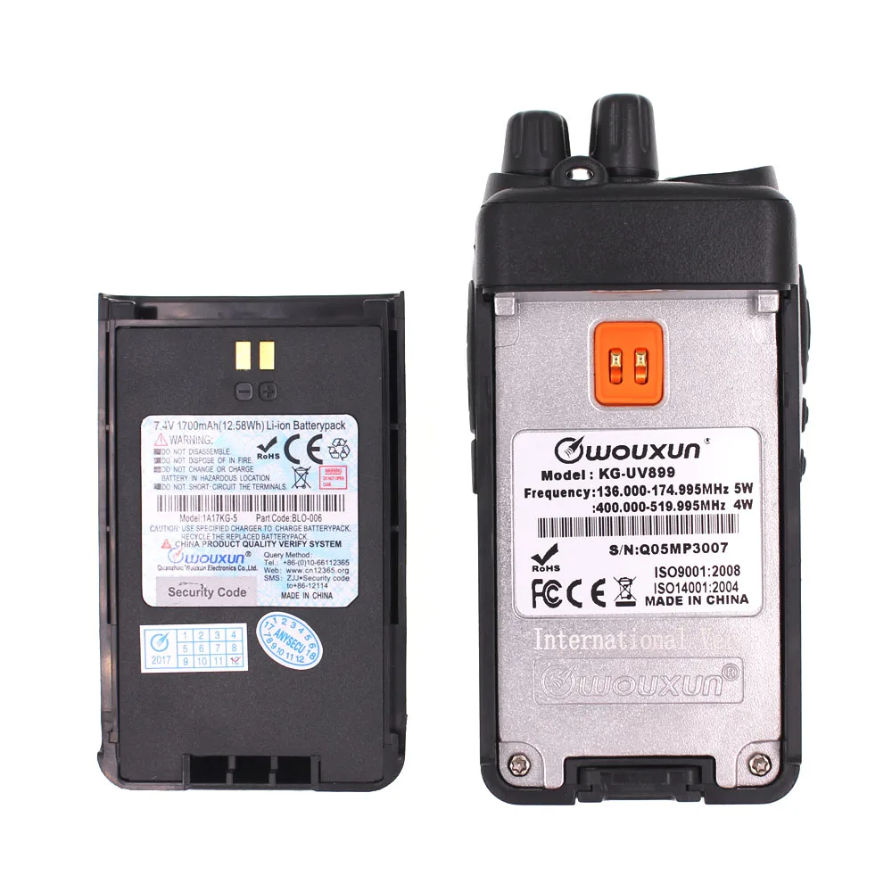 IP55 Водонепроницаемый Wouxun KG UV899 VHF и UHF двухдиапазонный УКВ: 5 Вт/UHF: 4 Вт рации 199CH