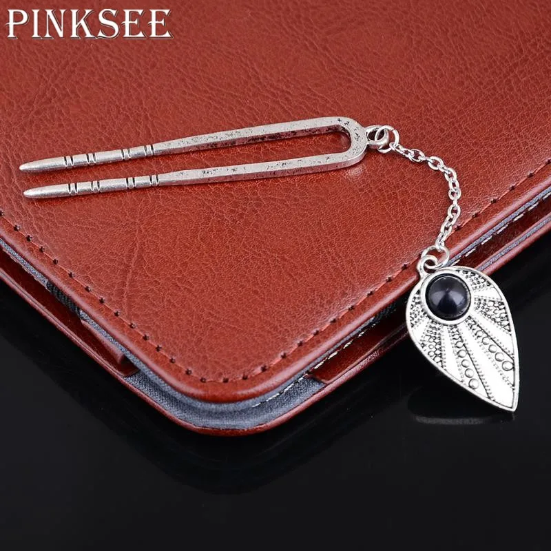 PINKSEE винтажный античный серебристый лист кулон палочки для волос u образная