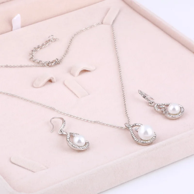Женское колье с подвеской в виде капли воды|simulated pearl jewelry set|fashion setspearl set |