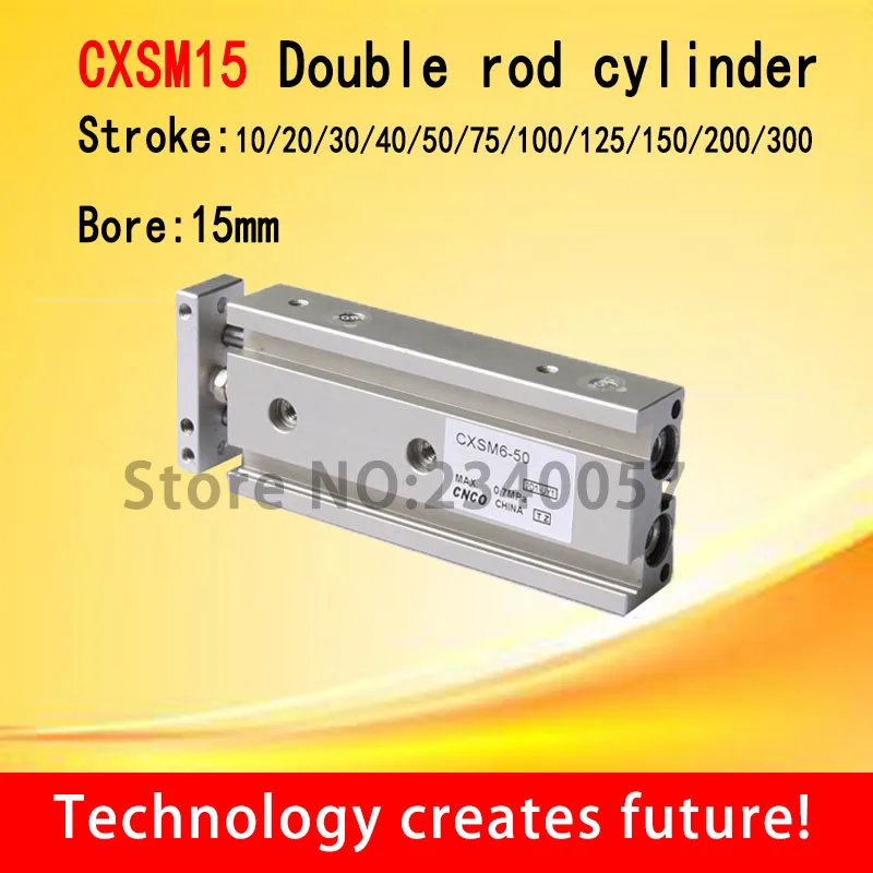Double rod cylinder CXSM sliding bearing bore 15mm CXSM15-10/20/30/40/50/75/100/125/150/200/300 | Обустройство дома