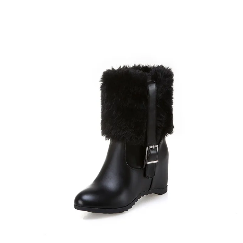 

Smirnova 2018 new arrival snow boots round toe height increasing heels boots keep warm snow winter ankle boots for women