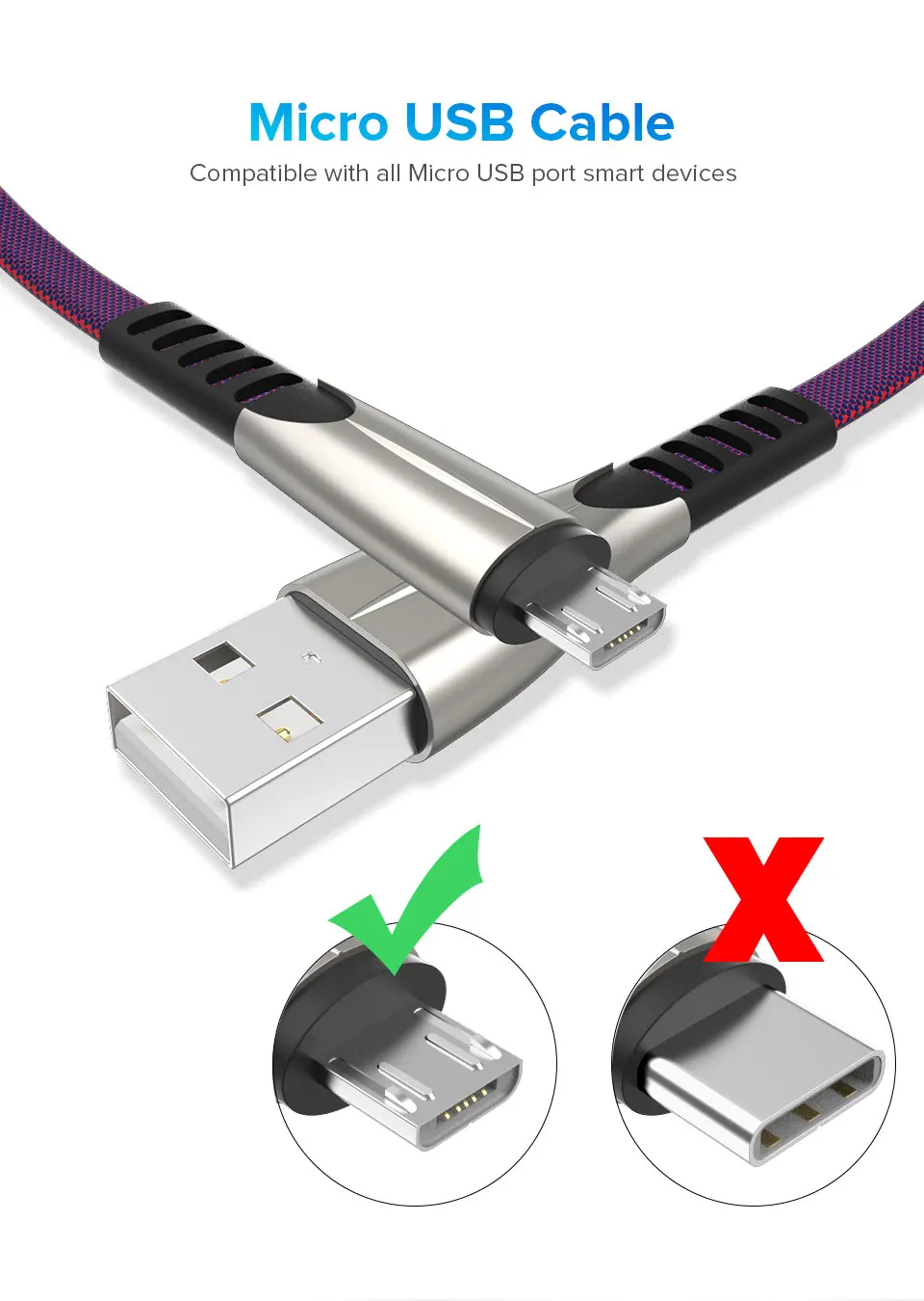 Venroii кабель Micro USB 1 м 2 м Android для зарядки и синхронизации данных для samsung J5 MicroUSB для huawei Honor 7 Xiaomi Redmi