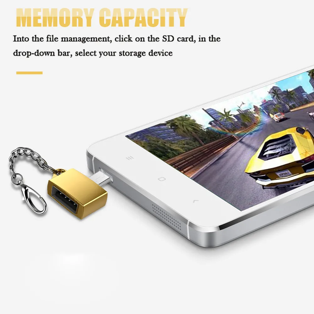 Новинка, лучшая, Металлический Micro USB Мужской к USB 2,0 A Женский Адаптер конвертера OTG с брелоком,, Прямая поставка