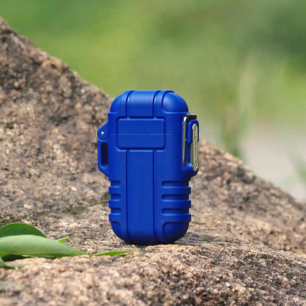 blue Usb-зажигалка, водонепроницаемая, для сигарет, для курения, с двойной дугой, зажигалка для улицы, кемпинга, спорта - Цвет: blue