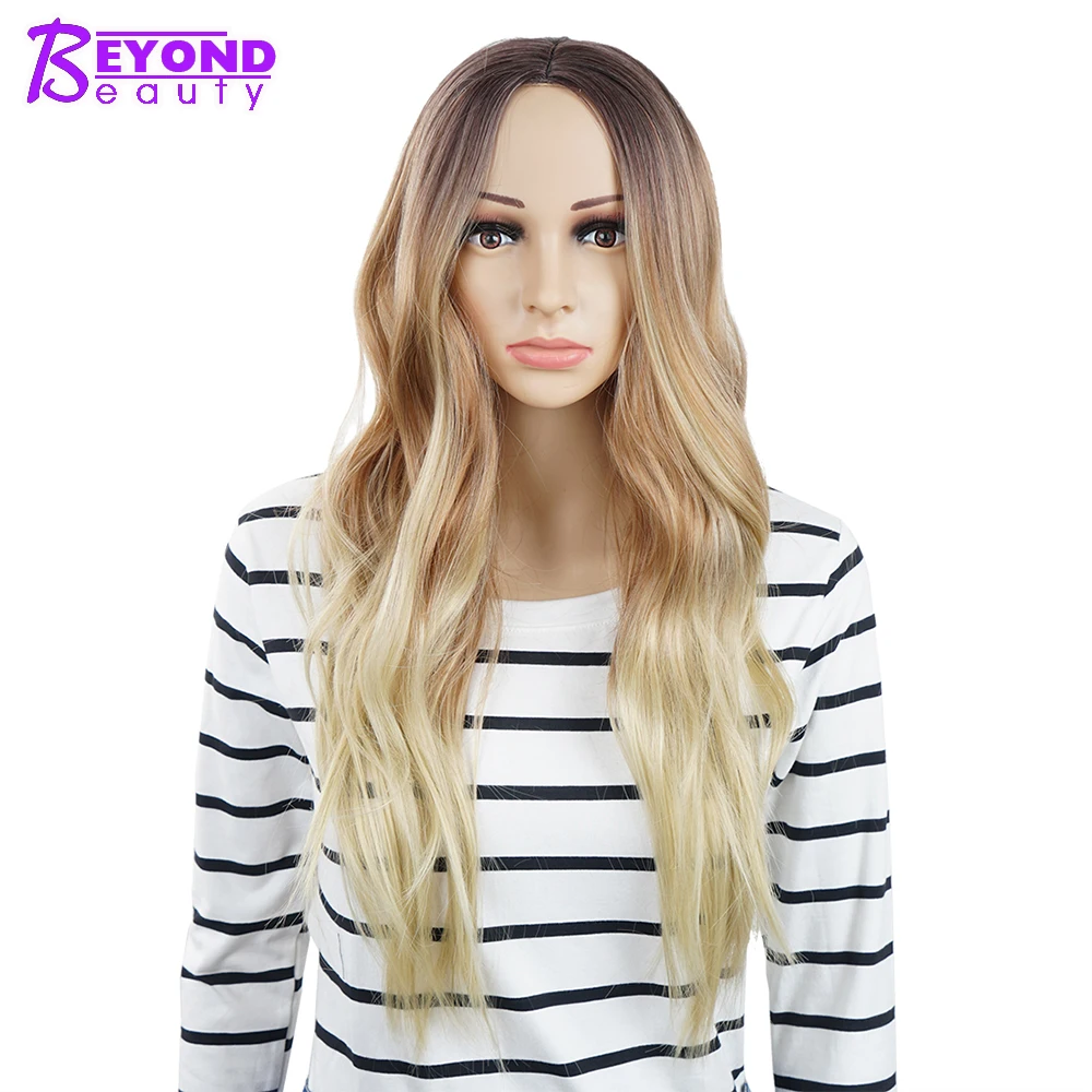 SyntehticSynthetic блондинка Ombre волнистые длинные Искусственные парики для женщин