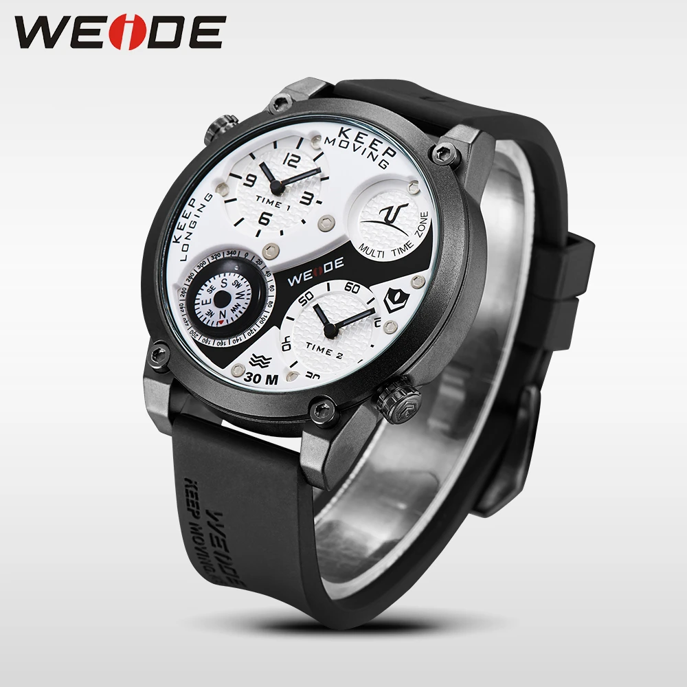 WEIDE мужские Роскошные спортивные Топ Роскошный Аналоговый Силиконовый ремешок с