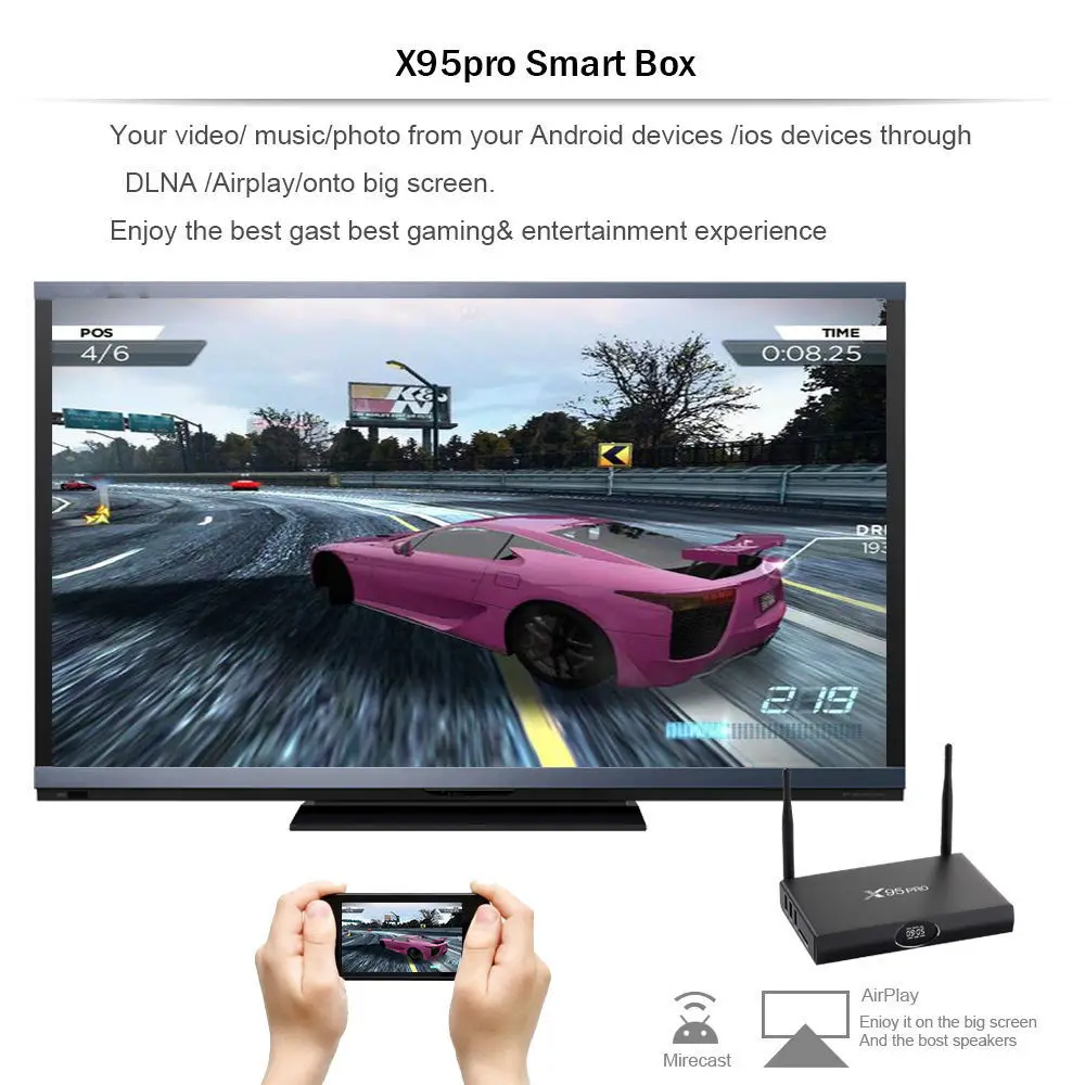 2G 16G X95 PRO Android 6,0 H.265 4K* 2K UHD Smart PC tv BOX четырехъядерный Bluetooth 4,0 wifi IP tv полностью загруженный приемник
