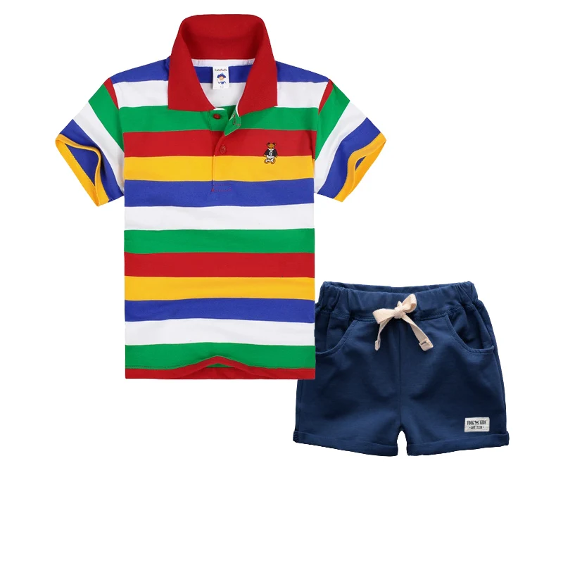 High Quality Summer Polo Shirts Set Children Boys Clothing Sets Baby Kids Suits Shirt Pants Cotton Clothes | Детская одежда и